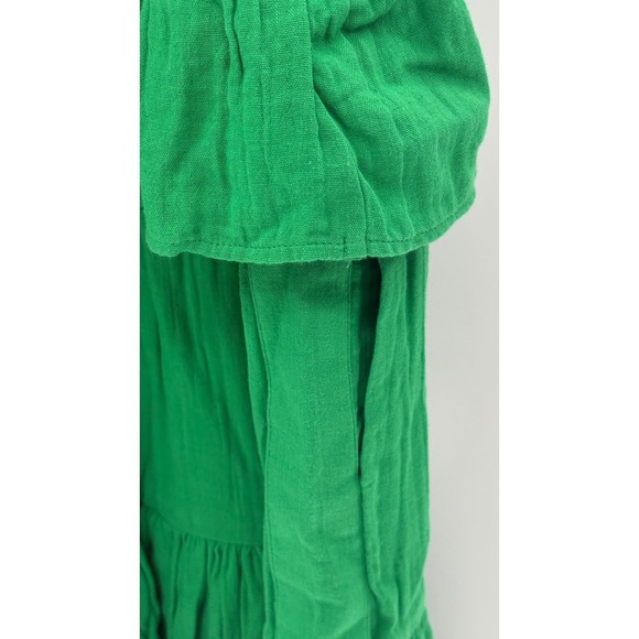 New Me + Em Dress Cheesecloth Maxi Women Size 10 Green Ruffle Sleeveless  Cotton - www.rajagirimanappuram.com